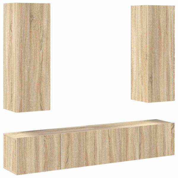 vidaXL 4-tlg. TV-Schrank-Set Sonoma-Eiche Holzwerkstoff