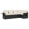vidaXL 5-tlg. Garten-Sofagarnitur mit Kissen Schwarz Poly Rattan