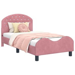 vidaXL Kinderbettgestell mit Kopfteil Rosa 80 x 160 cm Samt
