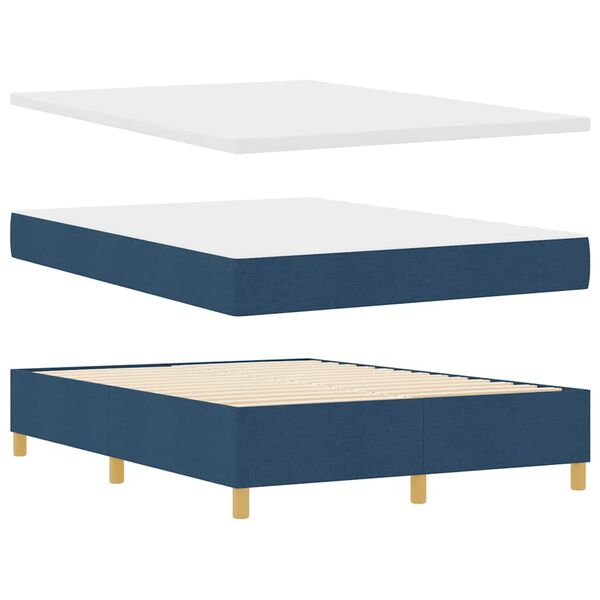 vidaXL Boxspringbett mit Matratze mit Kopfteil Blau 160 x 200 cm Stoff