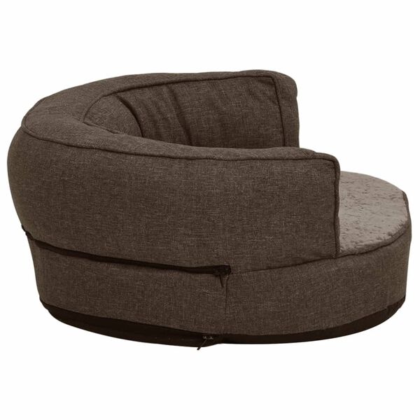 vidaXL Hundematratze Ergonomisch 75x53 cm Leinenoptik Fleece Braun