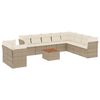 vidaXL 11-tlg. Garten-Sofagarnitur mit Kissen Beige Poly Rattan