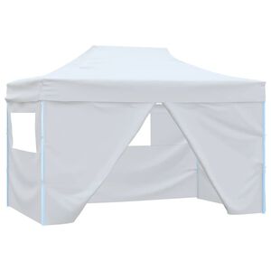 vidaXL Profi-Partyzelt Faltbar mit 4 Seitenw&auml;nden 280x410x315 cm Stahl Wei&szlig;