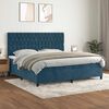 vidaXL Boxspringbett mit Matratze Dunkelblau 200x200 cm Samt