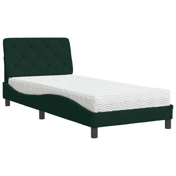 vidaXL Bett mit Matratze Dunkelgr&uuml;n 80x200 cm Samt