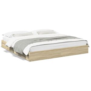vidaXL Bettgestell mit Schubladen Sonoma-Eiche 200x200cm Holzwerkstoff