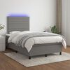 vidaXL Boxspringbett mit Matratze & LED Dunkelgrau 120x190 cm Stoff