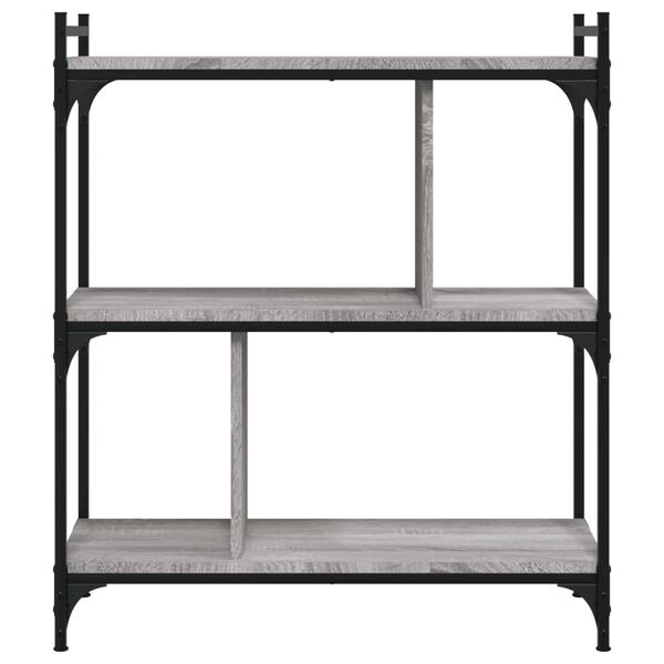 vidaXL B&uuml;cherregal 3 B&ouml;den Grau Sonoma 76x32x88 cm Holzwerkstoff