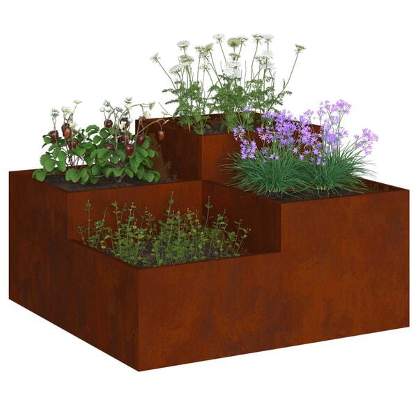 vidaXL Gartenblumentopf Rostig 100 x 100 x 48 cm Wetterfeststahl