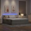vidaXL Bett mit LED-Lichtleisten Hellgrau 200 x 200 cm Stoff
