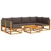 vidaXL 7-tlg. Gartensofa-Set mit Kissen Holz Akazie & Rattan