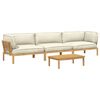 vidaXL Sofa Set mit Kissen Uni 4 pcs Creme Massivholz Akazie