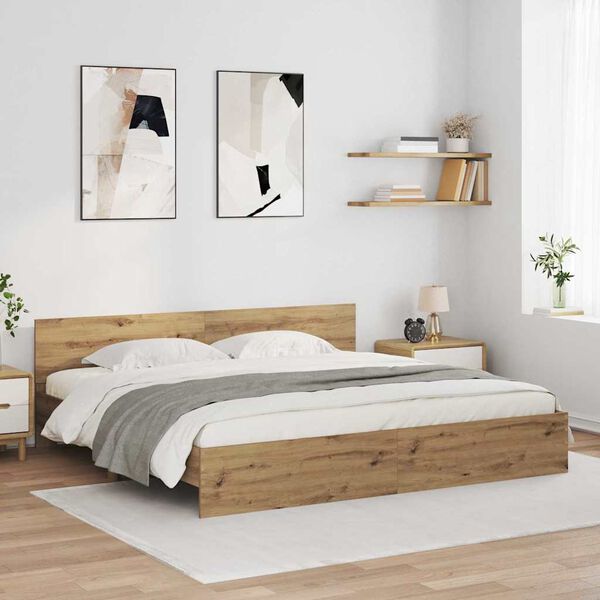 vidaXL Bettrahmen Artisan-Eiche 200 x 200 cm Holzwerkstoff