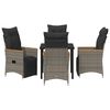 vidaXL Garten Essgruppe mit Kissen 5 pcs Grau Poly-Rattan