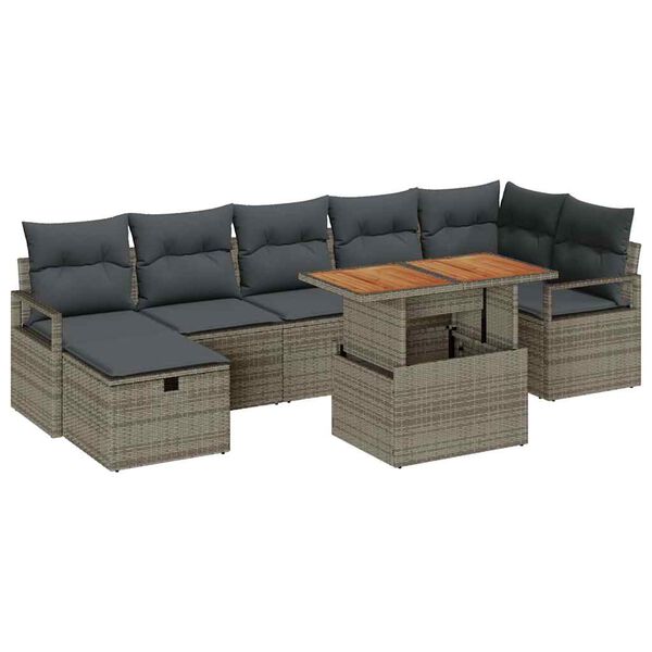 vidaXL Garten-Sofa-Set 8 pcs Grau Poly-Rattan