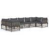vidaXL 7-tlg. Garten-Lounge-Set mit Kissen Anthrazit Poly Rattan