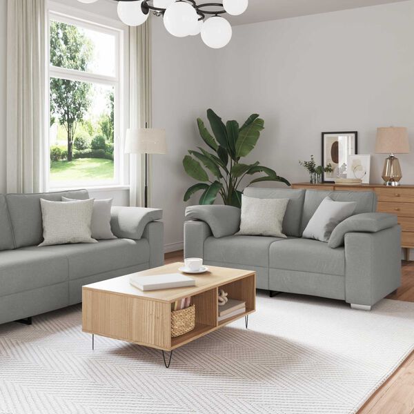vidaXL Sofa 3 pcs Wolkengrau Leinenmischgewebe
