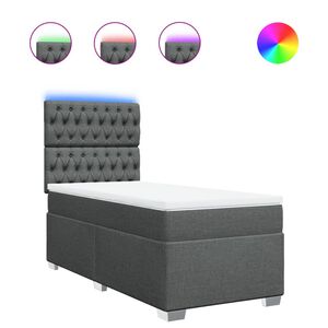 vidaXL Boxspringbett mit Matratze Dunkelgrau 80x200 cm Stoff