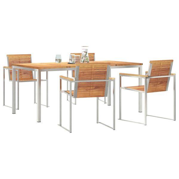 vidaXL Garten Essgruppe 5 pcs Braun Massivholz Teak