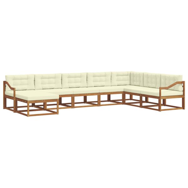 vidaXL Outdoor-Sofagarnitur mit Kissen 8 pcs Natur und Creme
