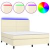 vidaXL Boxspringbett mit Matratze & LED Creme 180x200 cm Kunstleder
