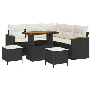 vidaXL Gartensofa-set 8 stk. 5-Sitzanzahl Schwarz Poly Rattan