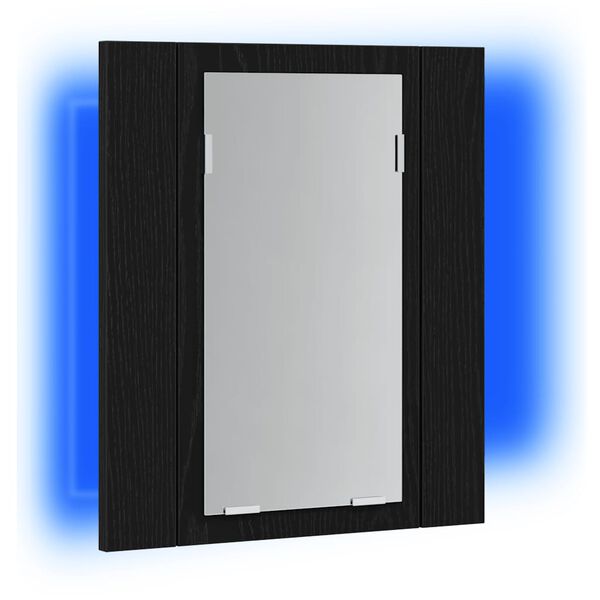 vidaXL LED Badezimmerspiegelschrank Eiche Schwarz 40x12x45 cm Holzwerkstoff