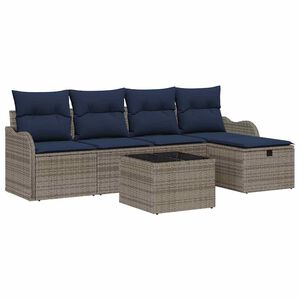 vidaXL Gartensofa-set 6 stk. 4-Sitzanzahl Grau und Marineblau