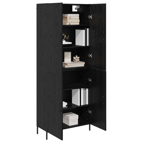 vidaXL Highboard Schwarz Eichen-Optik 69,5 x 34 x 180 cm Holzwerkstoff