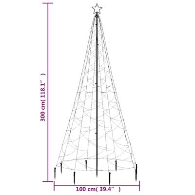 vidaXL LED-Weihnachtsbaum mit Metallstange 500 LEDs Mehrfarbig 3 m