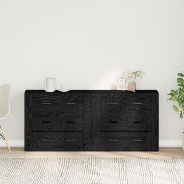 vidaXL Sideboard Schwarz Eichen-Optik 160 x 33 x 70 cm Holzwerkstoff