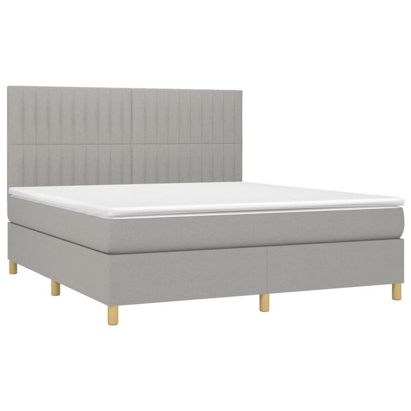vidaXL Boxspringbett mit Matratze Hellgrau 160x200 cm Stoff