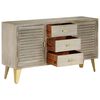 vidaXL Schubladenschrank Massivholz Mango Grau mit Messing 140x40x80cm