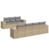 vidaXL 8-tlg. Garten-Sofagarnitur mit Kissen Beige Poly Rattan