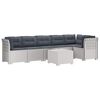vidaXL 6-Sitzer Garten Sofa mit Kissen Rattan Look PP Wei&szlig;