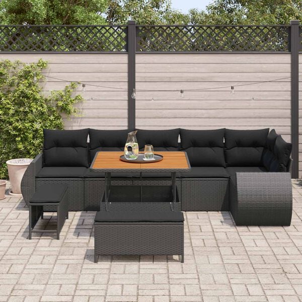 vidaXL Gartensofa-set 9 pcs Schwarz Poly-Rattan
