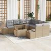 vidaXL Garten-Sofa-Set mit Kissen mit Kissen 9 pcs Beige und Hellgrau