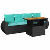 vidaXL 5-tlg. Garten-Sofagarnitur mit Kissen Schwarz Poly Rattan