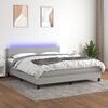 vidaXL Boxspringbett mit Matratze & LED Hellgrau 160x200 cm Stoff
