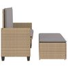 vidaXL Gartenbank mit Kissen und Hocker Beige Poly Rattan