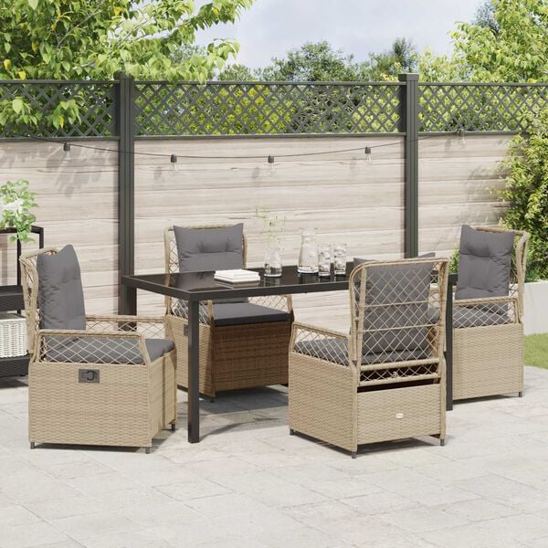 vidaXL Garten Essgruppe 5 pcs Beige und Hellgrau Poly-Rattan