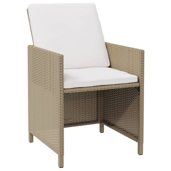 vidaXL Gartenstühle mit Hocker 2 Stk. Poly Rattan Beige