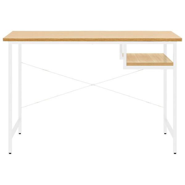 vidaXL Computertisch Wei&szlig; und Eiche Hell 105x55x72 cm MDF und Metall