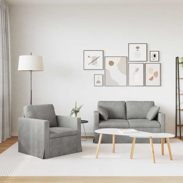 vidaXL Sofa 2 pcs Hellgrau