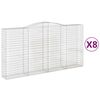 vidaXL Gabionen mit Hochbogen 8 Stk. 400x50x200/220cm Verzinktes Eisen