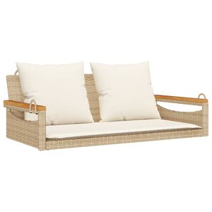 vidaXL H&auml;ngebank mit Kissen Beige 109x62x40 cm Poly Rattan