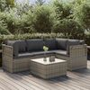 vidaXL 5-tlg. Garten-Lounge-Set mit Kissen Grau Poly Rattan