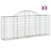 vidaXL Gabionen mit Hochbogen 3 Stk. 200x30x80/100 cm Verzinktes Eisen