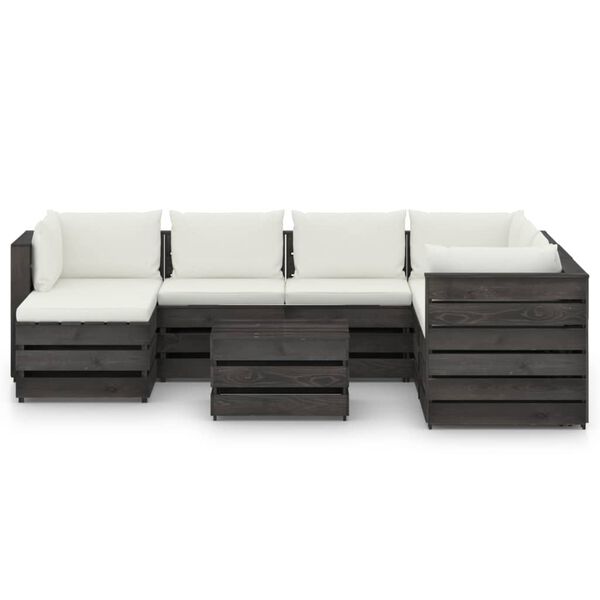 vidaXL 8-tlg. Garten-Lounge-Set mit Kissen Grau Impr&auml;gniertes Holz