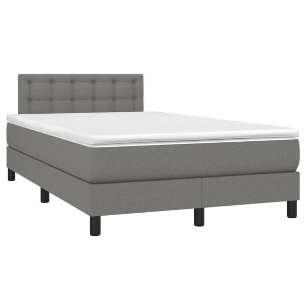 vidaXL Boxspringbett mit Matratze Dunkelgrau 120x200 cm Stoff